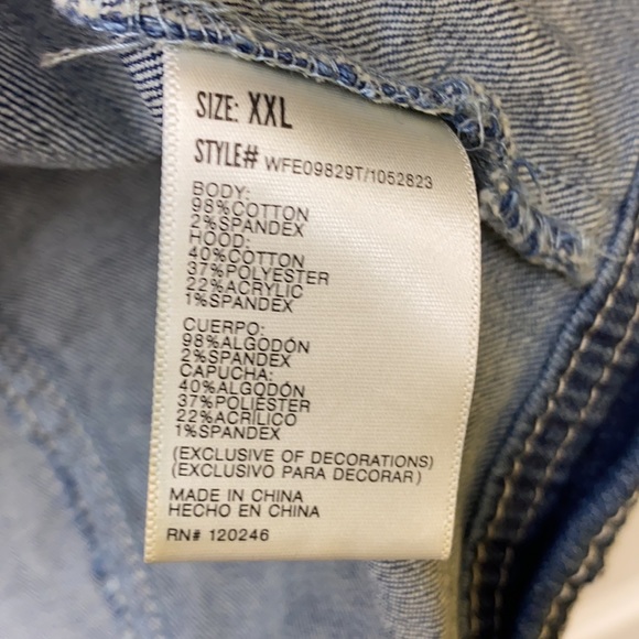 Denim Vest with Knit Hood Vintage Vest Y2K - Picture 4 of 4